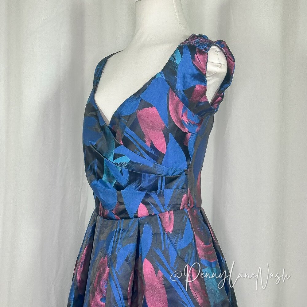 Vintage Rubber Ducky Floral Print Fit & Flare Dress Blue - Picture 5 of 10